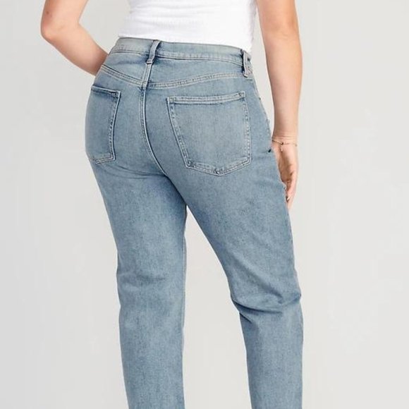 Old Navy Extra High-Waisted Button-Fly Ripped Cut-Off Straight Ankle Jeans New - Picture 8 of 9
